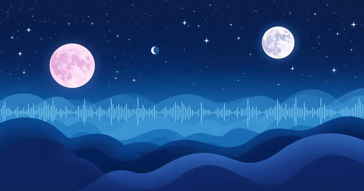 Abstract illustration of brain waves and moon phases representing the connection between addiction and sleep disorders